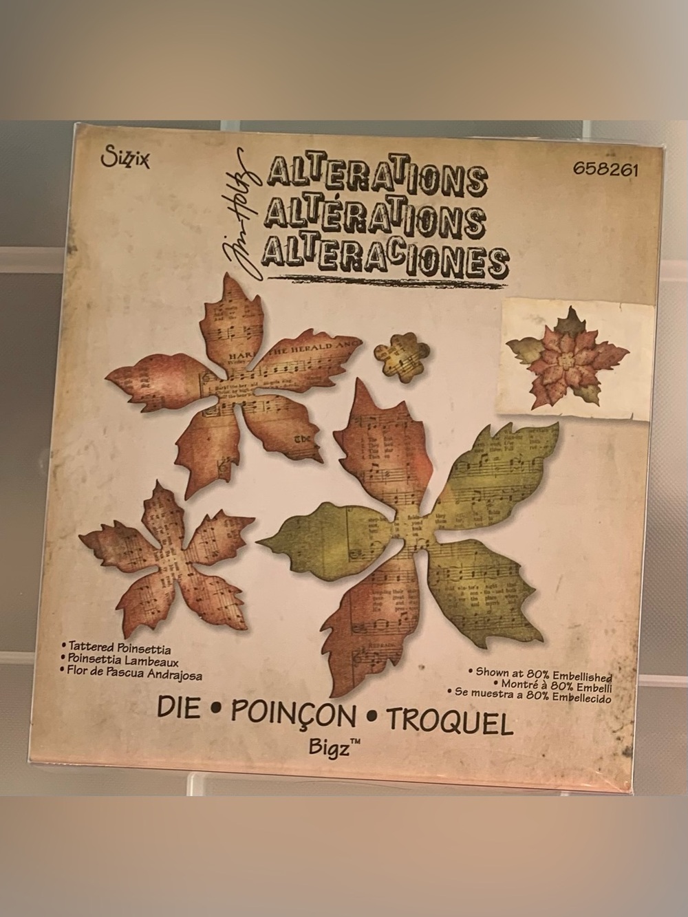 Tim Holtz Sizzix Alterations Music 🎼 Notes Tattered Poinsettia Die